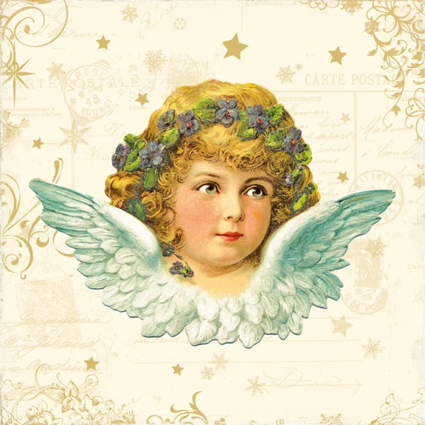 Vintage Angel 10 db-os papírszalvéta szett karácsonyi motívummal - PPD
