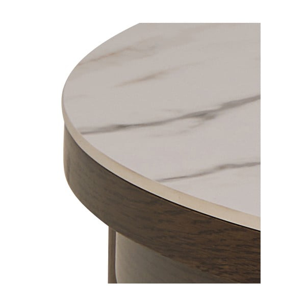 Bézs-sötétbarna kerek dohányzóasztal kerámia asztallappal ø 90 cm Southampton – Actona-image-4