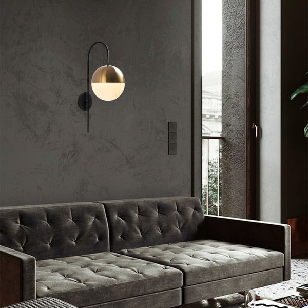 Fekete-aranyszínű fali lámpa ø 20 cm Bastos – Opviq lights-image-1