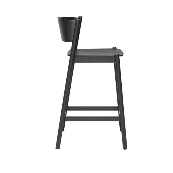 Fekete bárszék tölgyfa dekorral (ülésmagasság 75 cm) Oblique – Hübsch-image-2