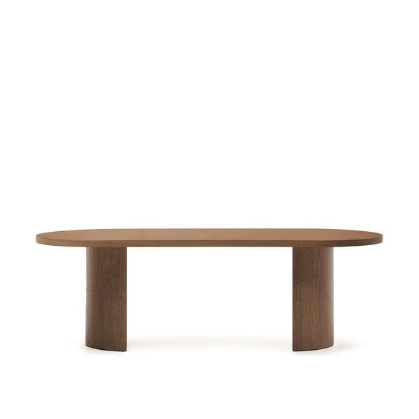 Kerek étkezőasztal diófa dekoros asztallappal 100x240 cm Nealy – Kave Home-image-4