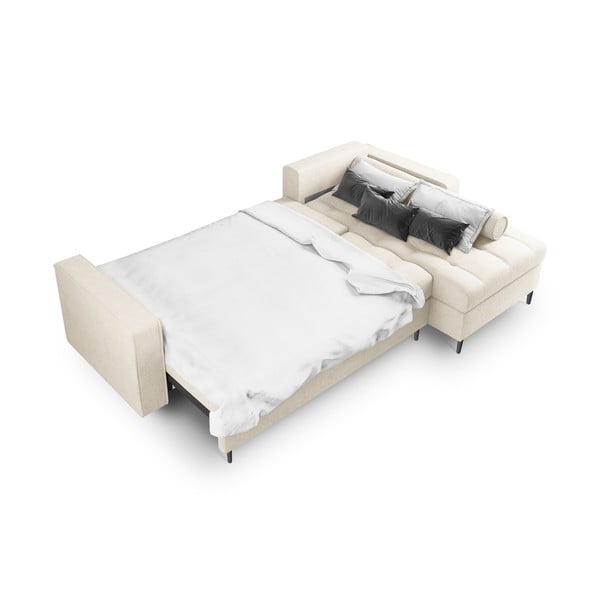 Santo világosbézs kinyitható sarokkanapé, jobb oldali - Milo Casa-image-4