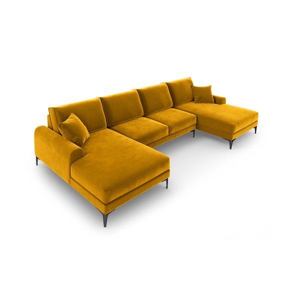 Madara sárga bársony U alakú kanapé - Mazzini Sofas-image-4