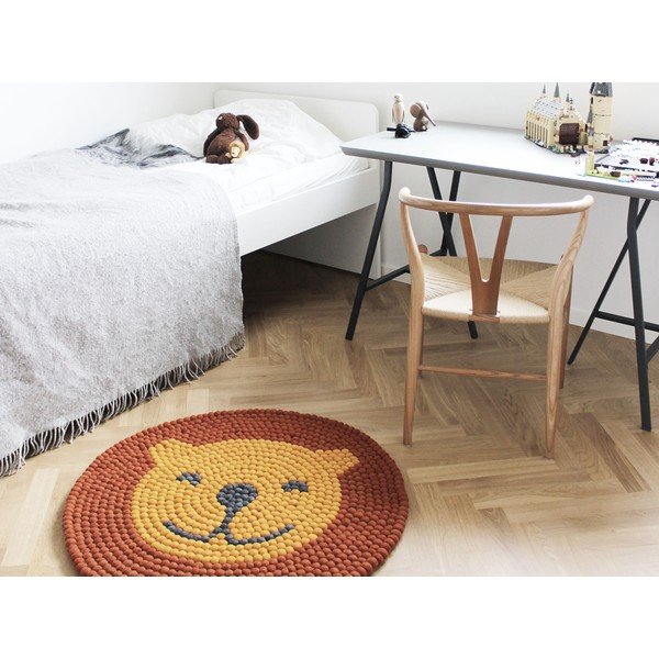 Ball Rugs Lion golyós, gyapjú gyerekszőnyeg, ⌀ 90 cm - Wooldot-image-2