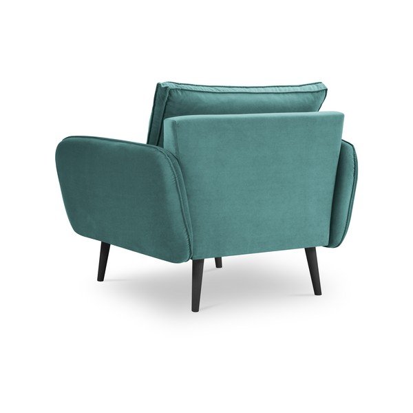 Lento petróleumkék bársony fotel fekete lábakkal - Kooko Home-image-2