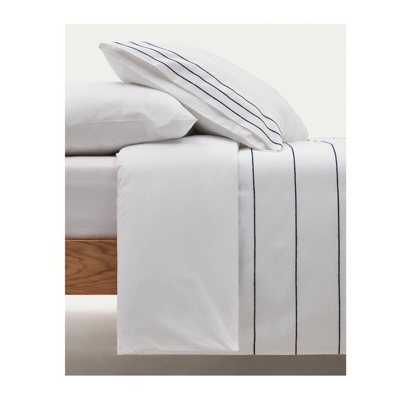 Fehér egyszemélyes hosszabbított pamut-perkál ágyneműhuzat 150x220 cm Cintia – Kave Home-image-1