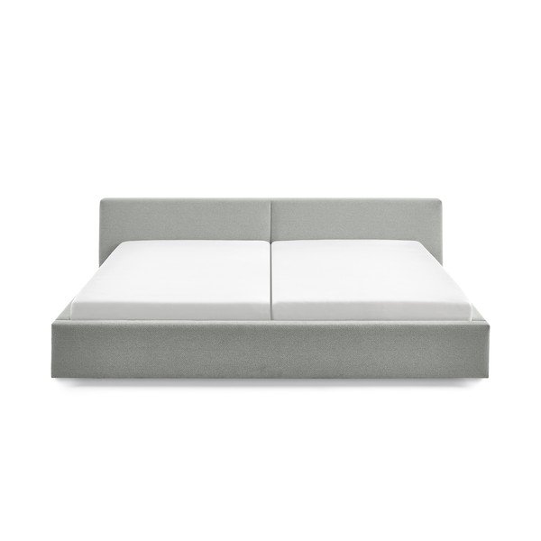 Világosszürke kárpitozott ágyneműtartós franciaágy ágyráccsal 200x240 cm Cube – Meise Möbel-image-4