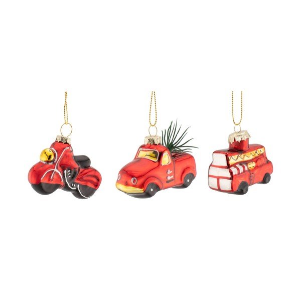 Üveg karácsonyfadísz készlet 3 db-os 3 cm Transport – Sass & Belle