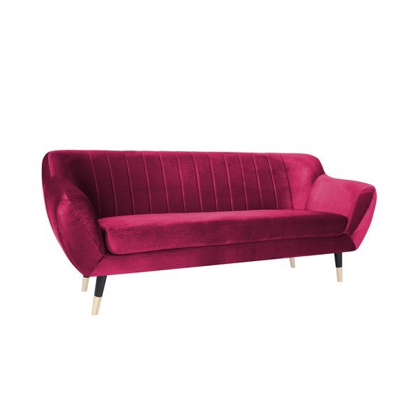 Benito rózsaszín háromszemélyes kanapé fekete lábakkal, 188 cm - Mazzini Sofas-image-2
