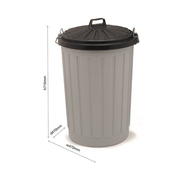 Szürke műanyag szemeteskuka fekete fedéllel, magasság 71 cm - Addis-image-1