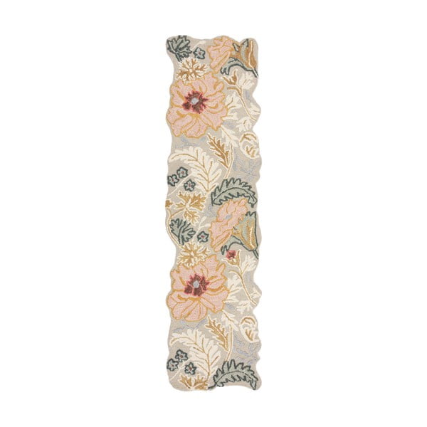 Világos rózsaszín kézi szövésű gyapjú futószőnyeg 60x230 cm Daphne Shaped Floral – Flair Rugs