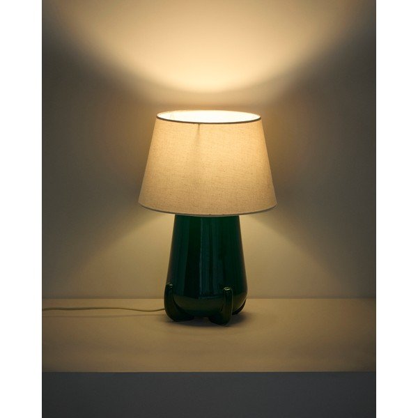 Zöld-elefántcsont színű kerámia asztali lámpa (magasság 45,5 cm) Odra – Kave Home-image-1