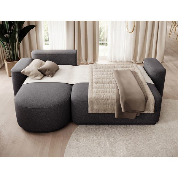 Sötétszürke zsenília kinyitható-tárolóhelyes sarokkanapé (bal oldali-heverő résszel) Aurumm – ELTAP-image-4