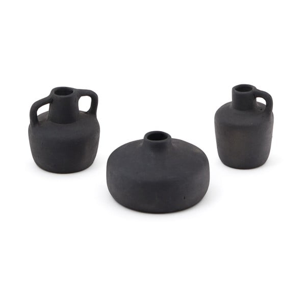 Fekete terrakotta váza készlet 3 db-os (magasság 6 cm) Sofra – Kave Home