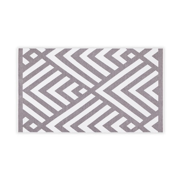 Geometric szürke-fehér pamut fürdőszobai kilépő, 100 x 180 cm - Foutastic