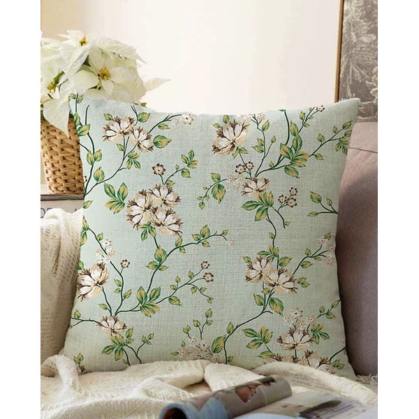 Blooming zöld pamut keverék párnahuzat, 55 x 55 cm - Minimalist Cushion Covers