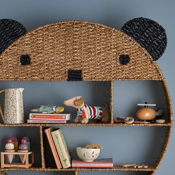 Natúr színű tengerifű gyerek fali könyvespolc 91,5x98 cm Ghalia – Bloomingville Mini-image-1