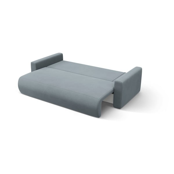 Szürkéskék bársony kinyitható tárolóhelyes sarokkanapé Belfast – Cosmopolitan Design-image-4