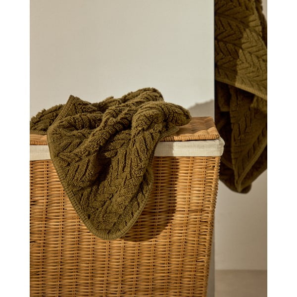 Zöld frottír pamut törölköző 30x50 cm Rune – Kave Home-image-4
