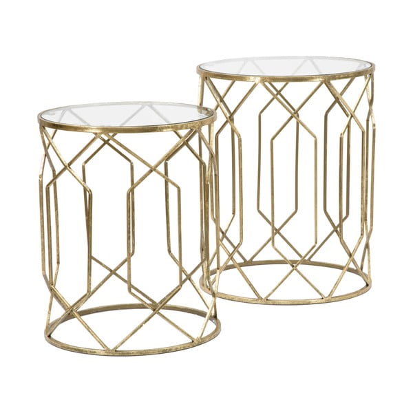 Kerek tárolóasztal szett üveg asztallappal, 2 db-os  ø 42 cm Tunisi – Mauro Ferretti-image-2