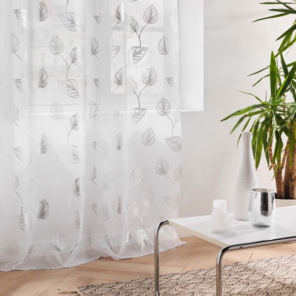 Fehér-ezüstszínű átlátszó függöny 140x280 cm Edelia – douceur d'intérieur-image-4