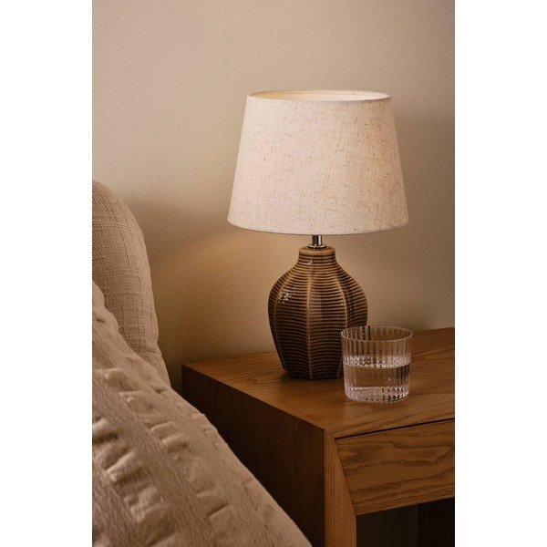 Bézs-sötétbarna kerámia asztali lámpa (magasság 34 cm) Wera – Jotex-image-1