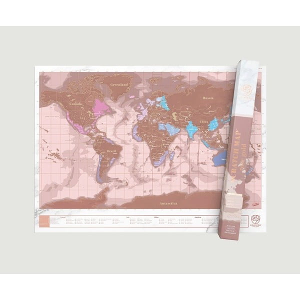 Travel Millenial rózsaarany színű kaparós térkép - Luckies of London