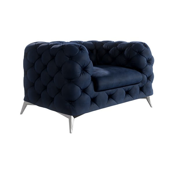 Sötétkék bársony fotel Chelsea – Ropez