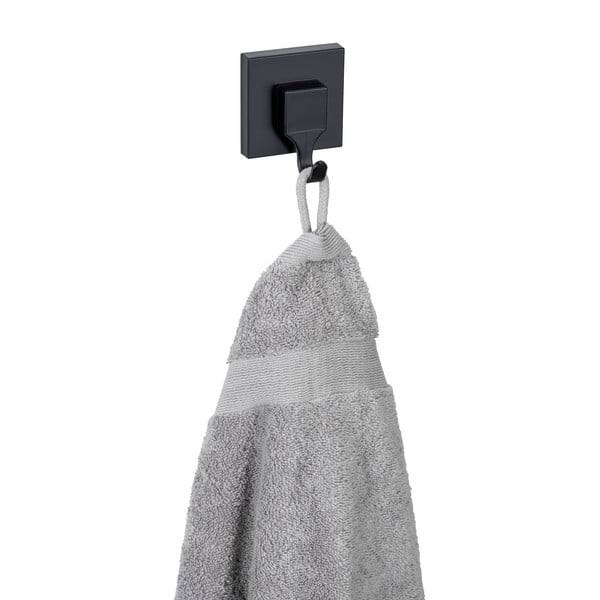 Fekete öntapadós műanyag akasztó szett 2 db-os Quadro – Wenko-image-4