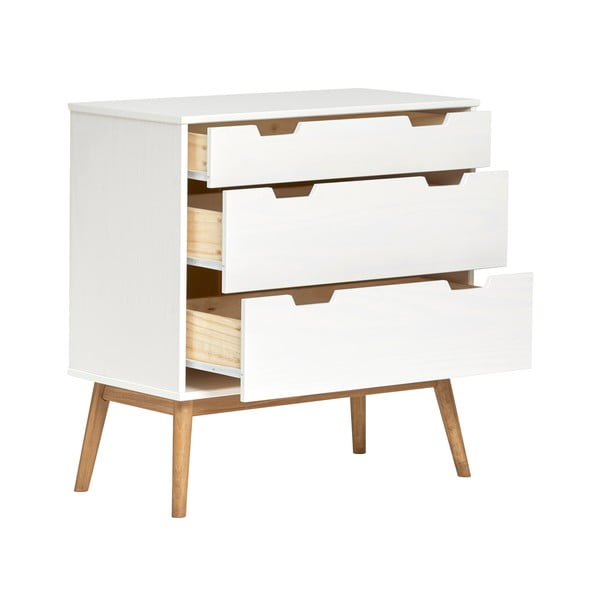 Baku fehér komód tömör borovi fenyőből, szélesség 80 cm - Marckeric-image-3