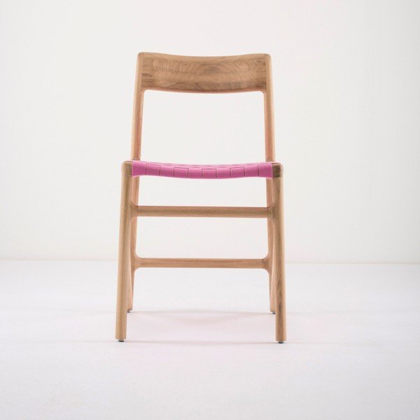 Fawn étkezőszék tömör tölgyfából, rózsaszín ülőrésszel - Gazzda-image-3