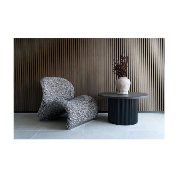 Sötétbarna kerek dohányzóasztal nyárfa dekorral ø 80 cm Boavista – House Nordic-image-2