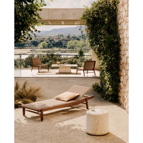 Barna rattan állítható kerti napozóágy Itani – Kave Home-image-2