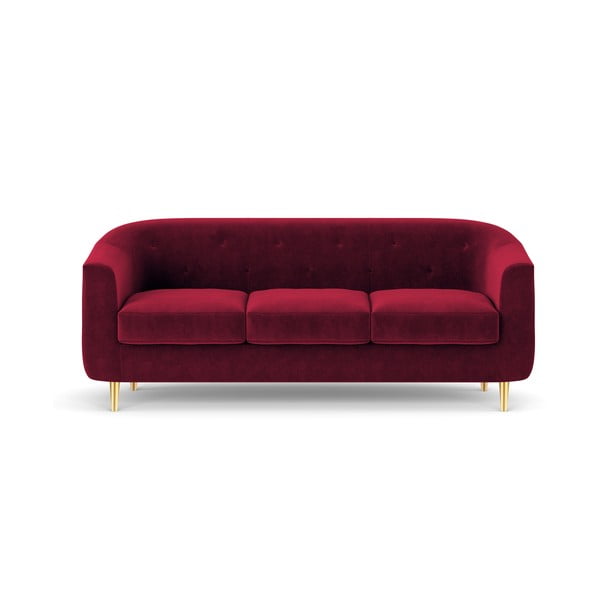 Corde piros bársony kanapé, 175 cm - Kooko Home