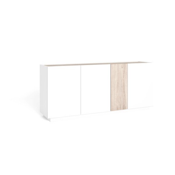 Fehér-natúr színű komód tölgyfa dekorral 180x78 cm Udine – Marckeric-image-2
