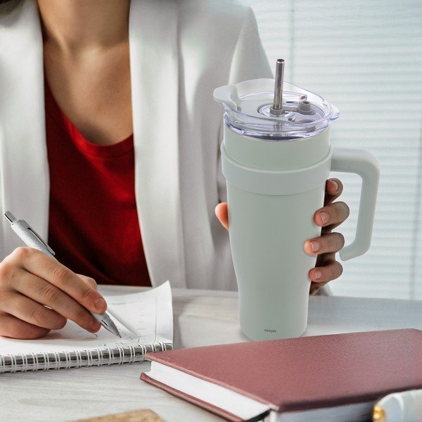 Zsályaszínű termobögre szívószállal 1,2 l Termo – Orion-image-1