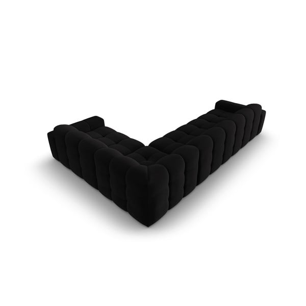 Fekete bársony sarokkanapé (jobb oldali) Kendal – Micadoni Home-image-4