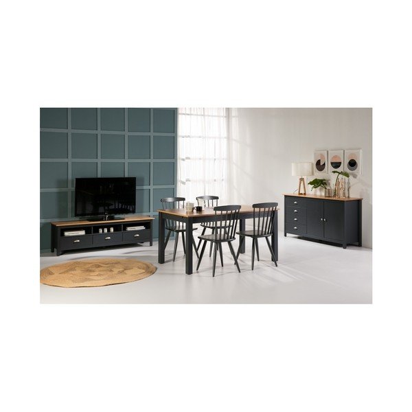 Jade antracitszürke bővíthető étkezőasztal tömör borovi fenyőből, 150 x 85 cm - Marckeric-image-4