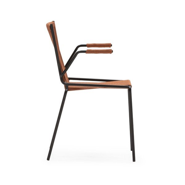 Terrakotta színű fém karfás-rakásolható étkezőszék szett 2 db-os Emily – Marckeric-image-3