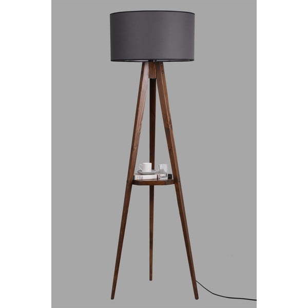 Fekete-barna állólámpa polccal textil búrával (magasság 154 cm) Sehbali Tripod – Opviq lights-image-2