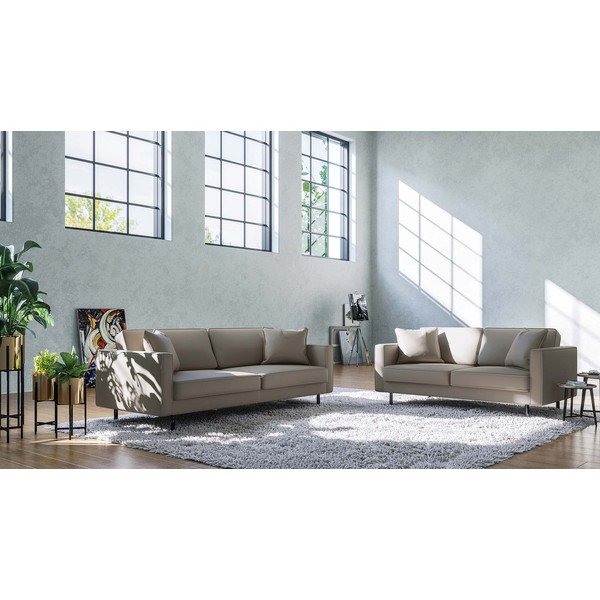 Világosbarna bőr kanapé 207 cm Kobo – MESONICA-image-3