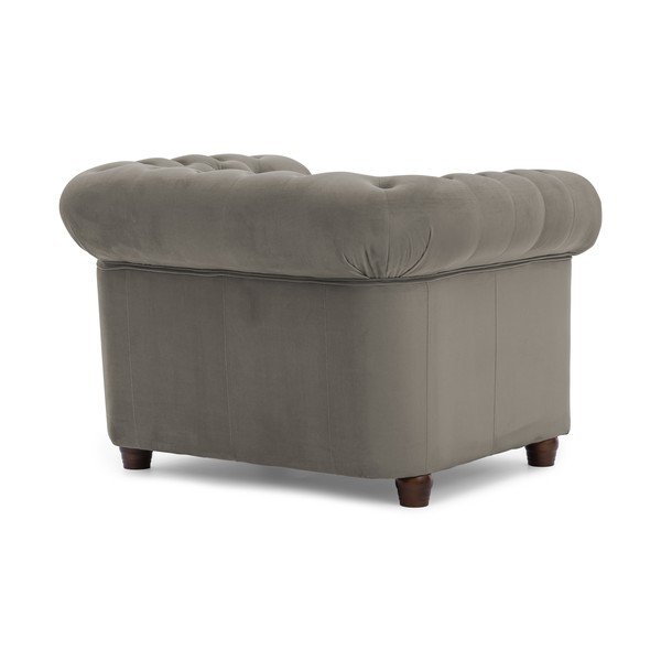 Szürke bársony chesterfield fotel York Blik – Ropez-image-2