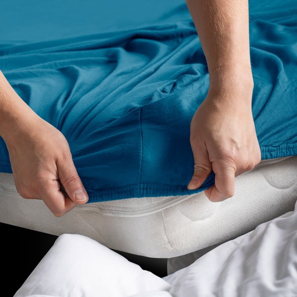 Petróleum színű gumis jersey lepedő 180x200 cm Amber – Restilo-image-3