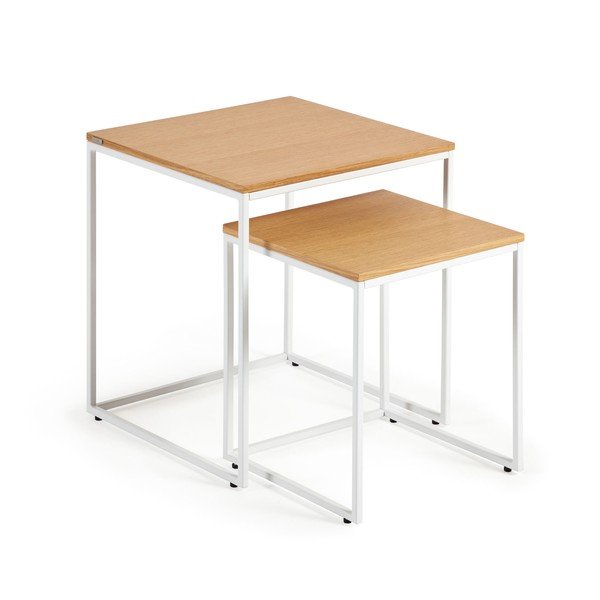 Tárolóasztal szetttölgyfa dekorral  2 db-os 45x45 cm Yoana – Kave Home