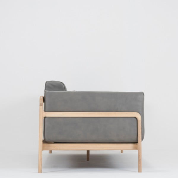 Fawn sötétszürke kanapé bivalybőrből, tömör tölgyfa szerkezettel, 240 cm - Gazzda-image-4