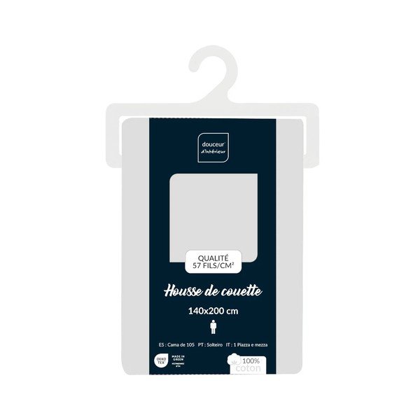 Fehér egyszemélyes pamut ágyneműhuzat 140x200 cm Lina – douceur d'intérieur-image-2