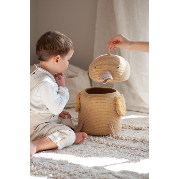 Sárga textil játéktároló kosár ø 25x30 cm Charlie the Chicken – Lorena Canals-image-1