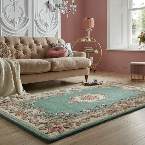 Aubusson zöld gyapjú szőnyeg, 75 x 150 cm - Flair Rugs-image-1