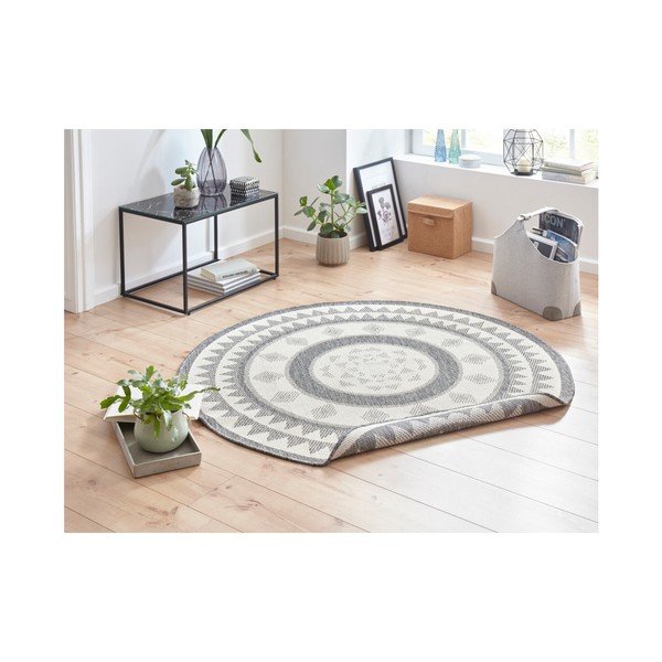 Jamaica szürke-krémszínű kültéri szőnyeg, ⌀ 140 cm - NORTHRUGS-image-2