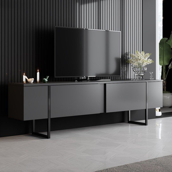 Antracitszürke TV-állvány 180x30 cm Luxe – Kalune Design-image-1